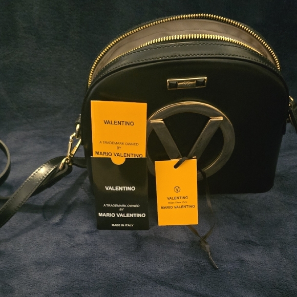 Valentino By Mario Valentino Black and Gold Crossbody Bag - Picture 2 of 7